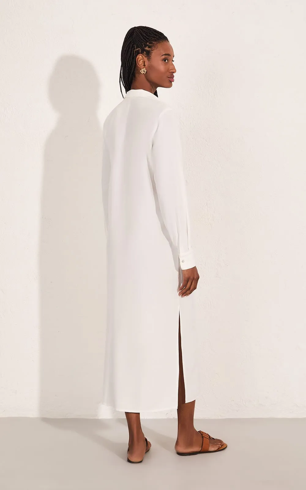 Chemisier Longo Fenda Laterais Off White