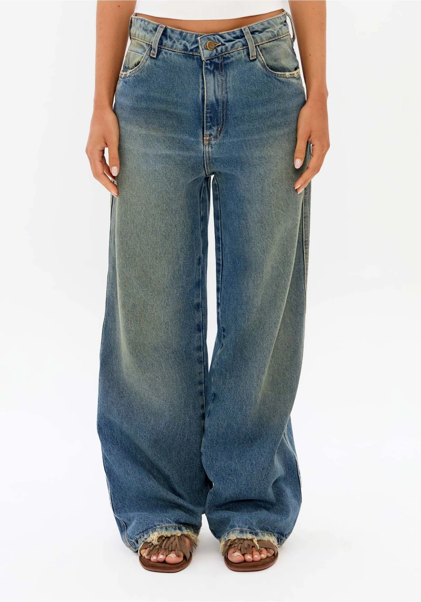 CALCA JEANS FULL LENGTH CINTURA MEDIA