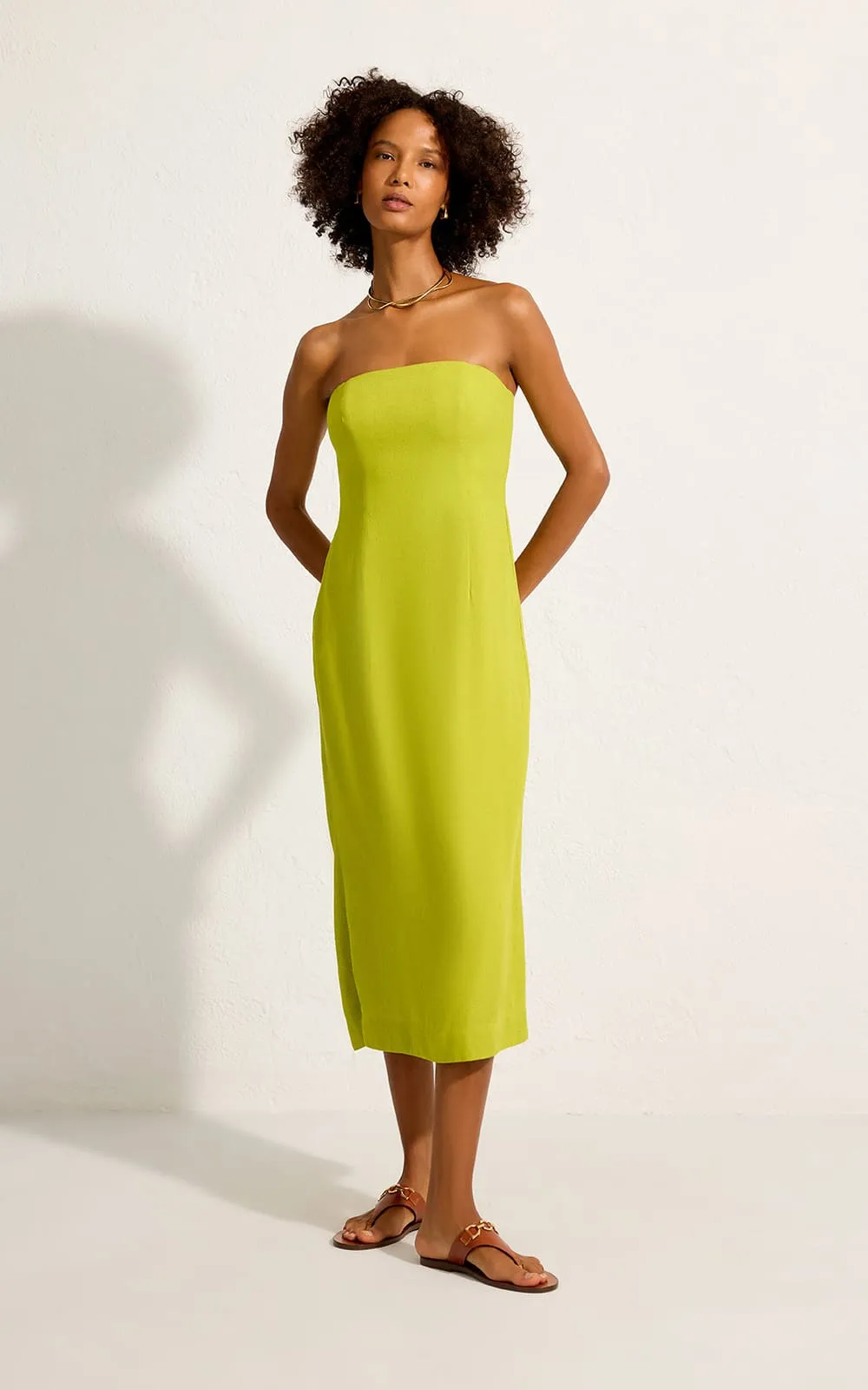 Vestido Sem Manga Com Lastex Verde Horto