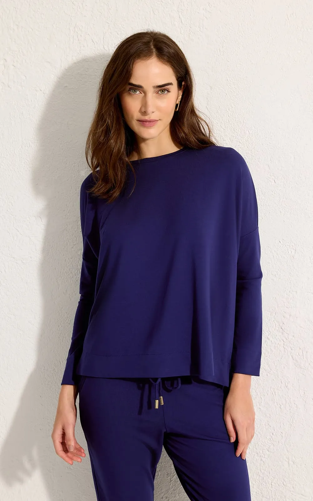 Blusa Moletinho Manga Longa Marinho Azulejos
