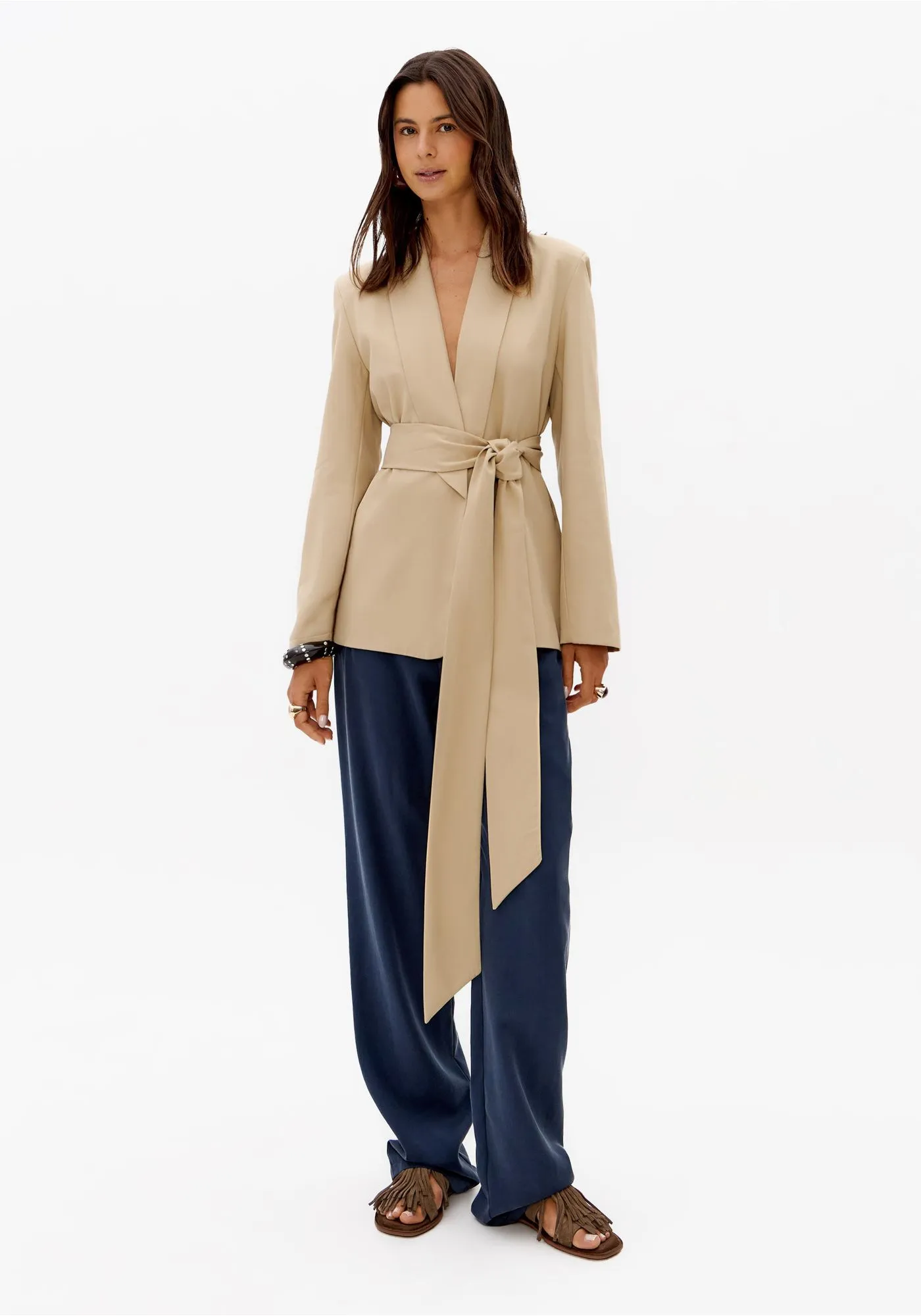 BLAZER REGULAR ALONGADO COM AMARRACAO