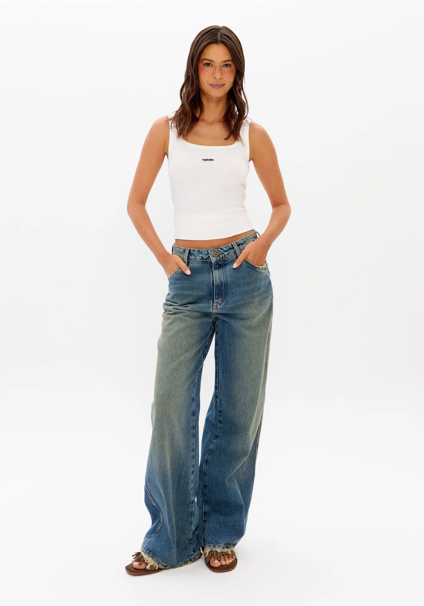 CALCA JEANS FULL LENGTH CINTURA MEDIA