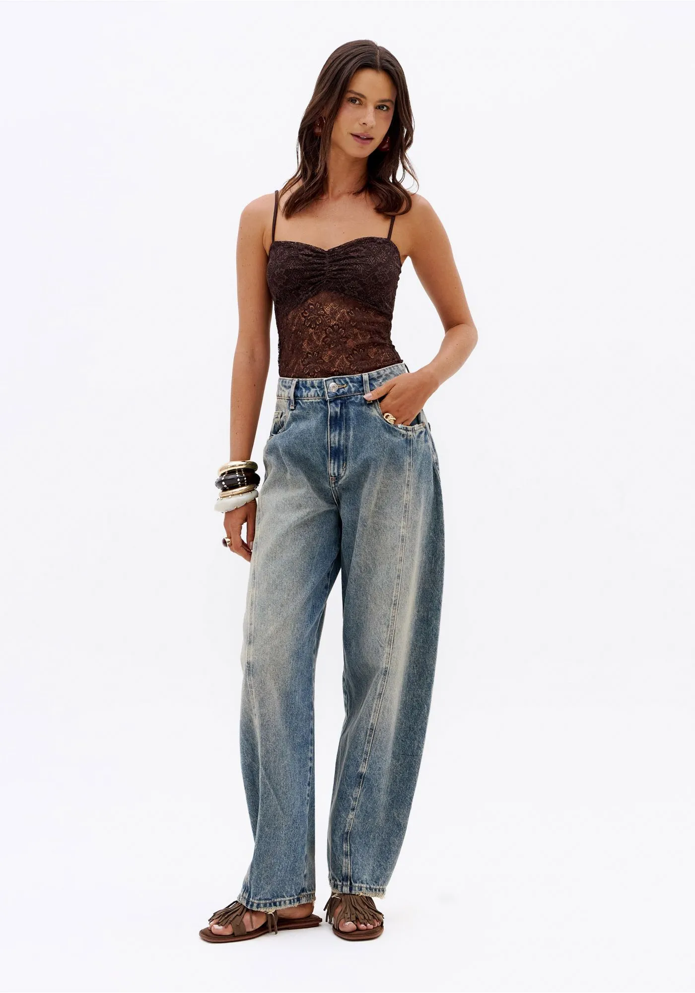 CALCA JEANS BALLON CURVE CINTURA MEDIA